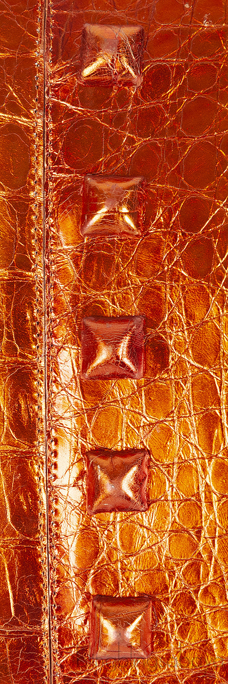 Nancy Gonzalez Orange Crocodile Studded Clutch