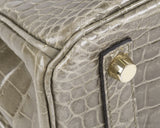 Hermes Birkin 25 Gris Tourterelle Crocodile GHW