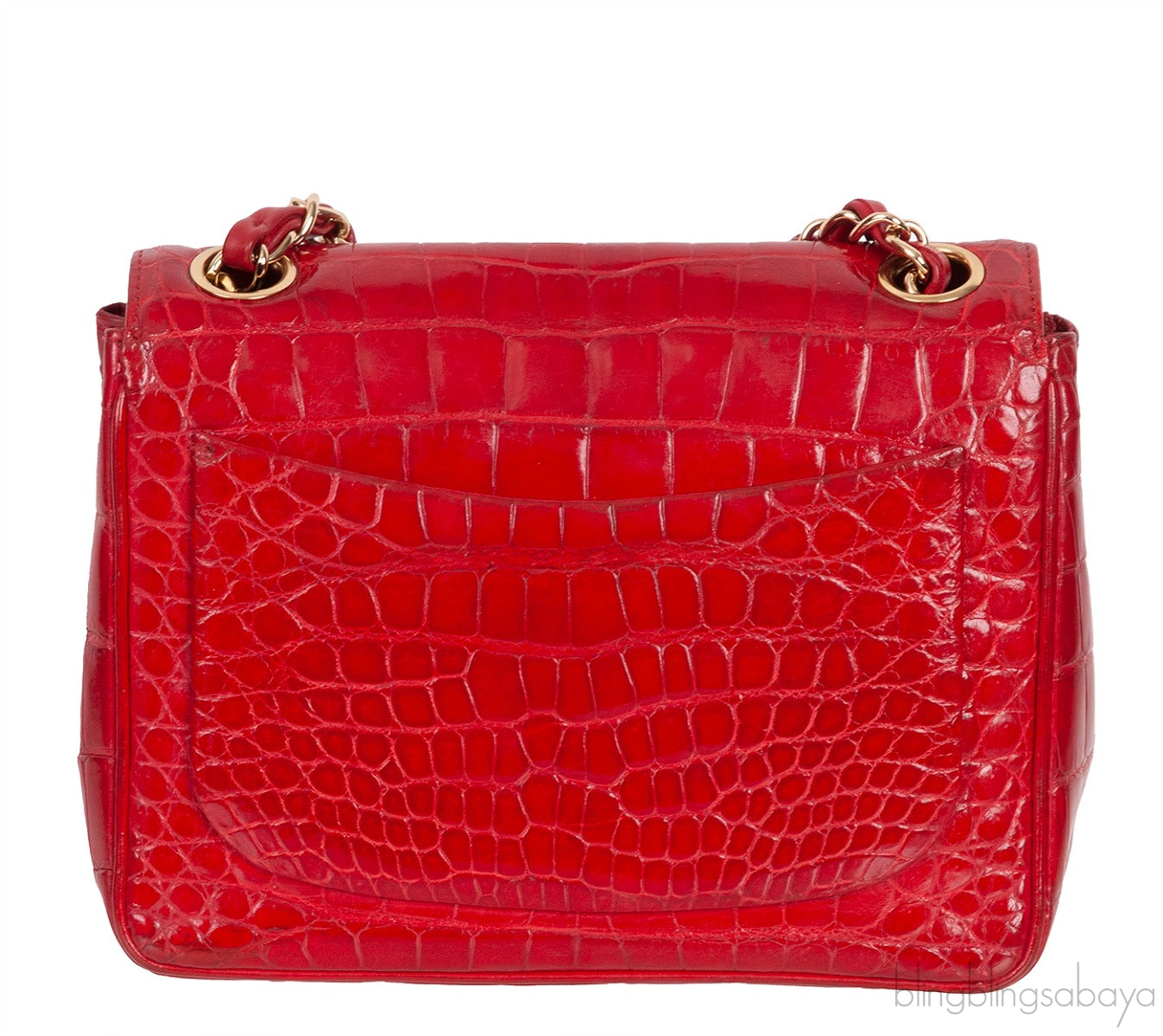 Vintage Red Crocodile CC Classic Mini Square Bag