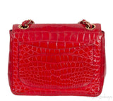 Vintage Red Crocodile CC Classic Mini Square Bag