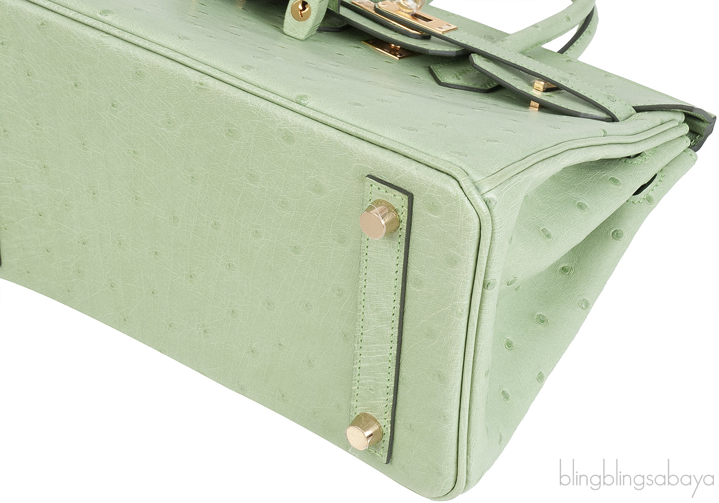 Birkin 25 Vert Criquet Ostrich GHW