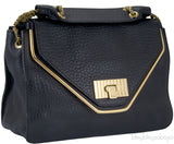 Sally Black Textured Shoulder Bag