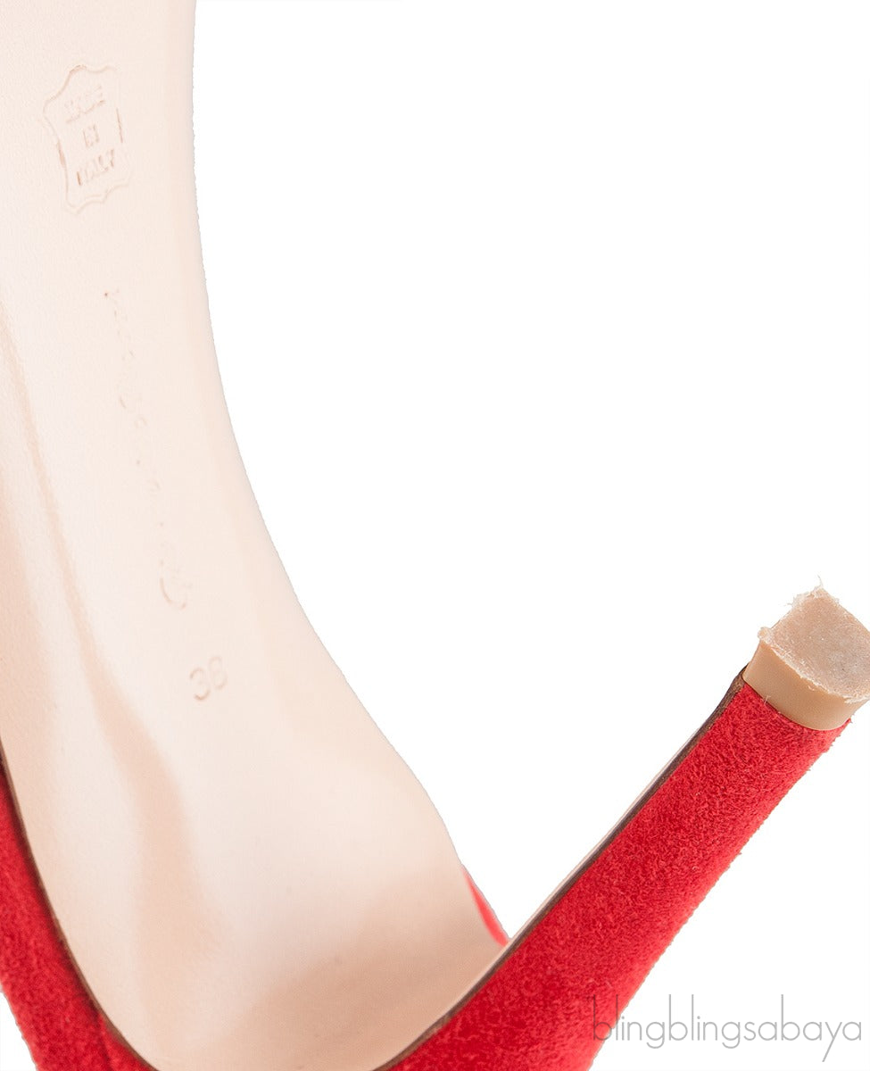 Red Suede & PVC Slide Mule