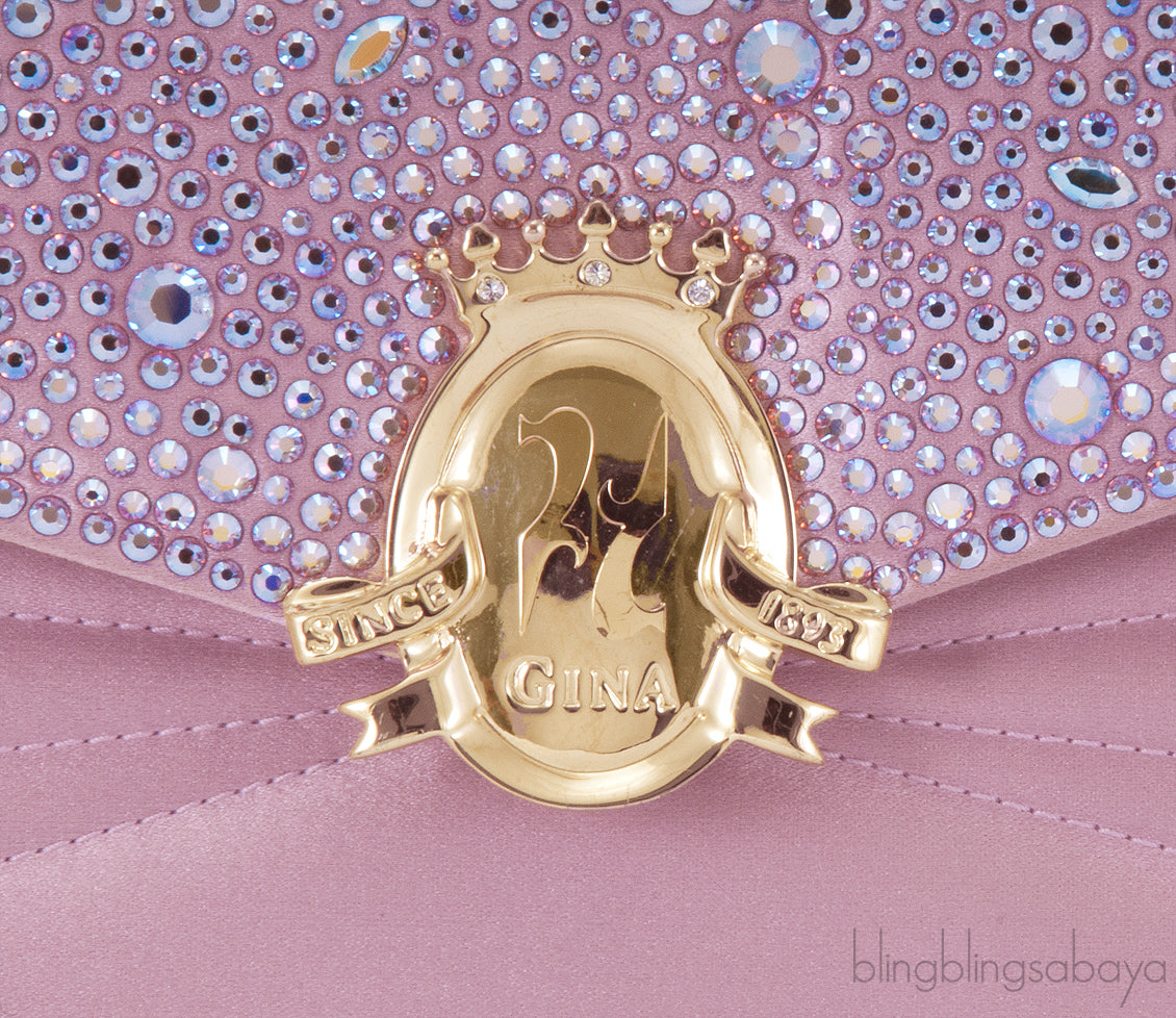Leo Rose Purple Velvet Strass Clutch*