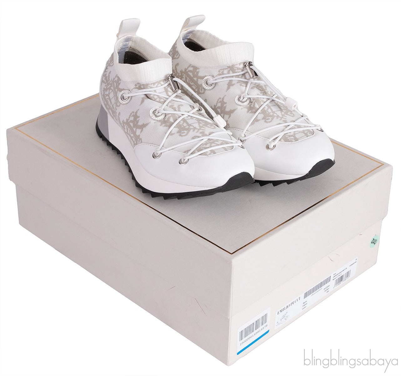 x KOCHE Printed White Knitted Sneakers