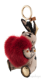 Printed Rabbit Heart Fur Charm
