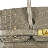 Hermes Birkin 25 Gris Tourterelle Crocodile GHW