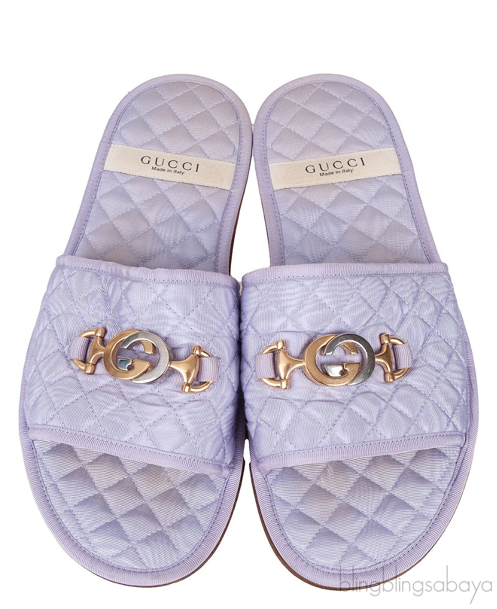 Lilac GG Quilted Slide Flat