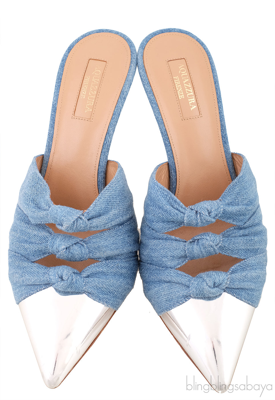 Denim Knotted Pointed Sandals