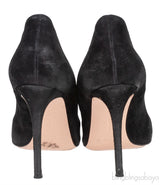 Suede Pointed Toe Black Heels