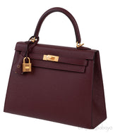 Hermes Special Order Kelly 25 Rouge and Gris Perle Epsom Sellier BGHW