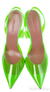 AMINA MUADDI Holli 95 PVC Glass Green Slingback Pumps