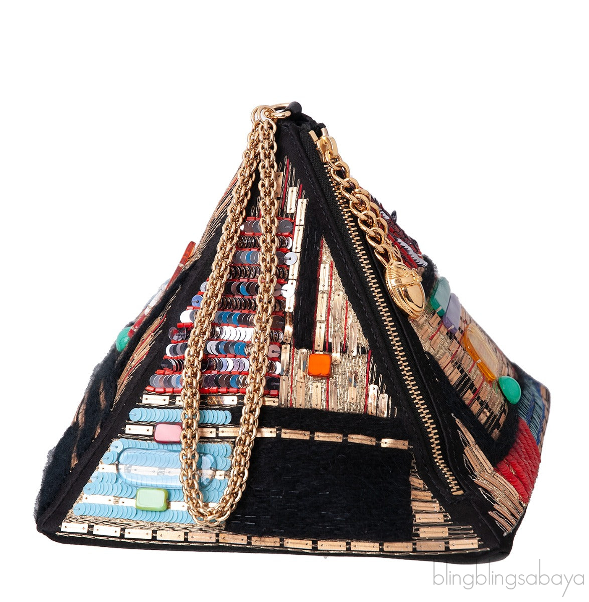 Multicolor Lambskin PVC Glass Pyramid Bag