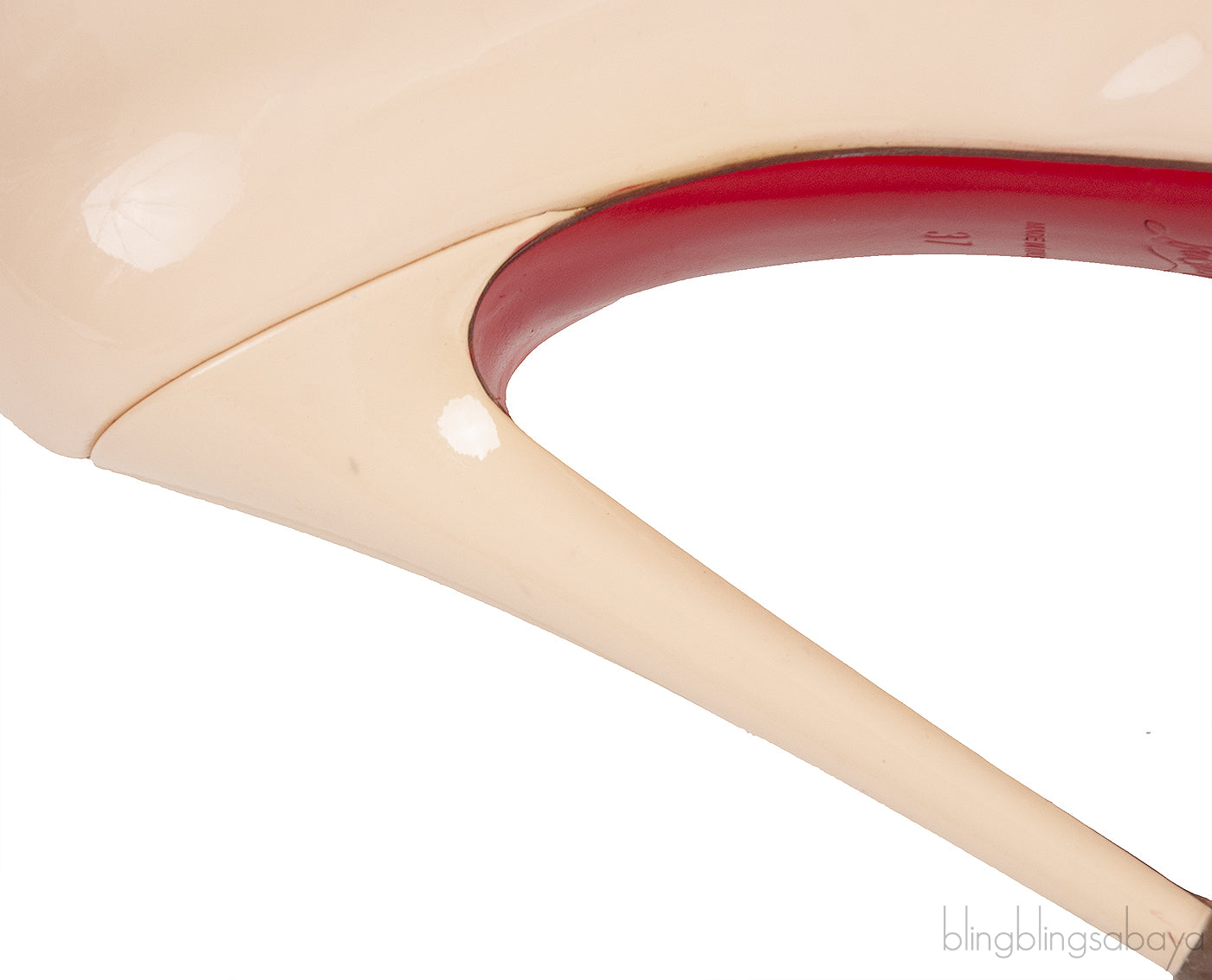 Beige Patent Peep Toe Heels