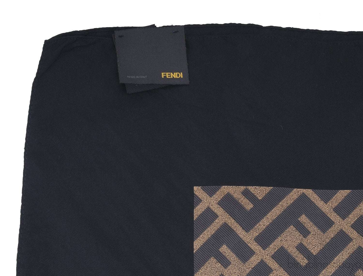 FF Brown Print Silk Scarf