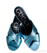 Criss-cross Metallic Blue Sandals