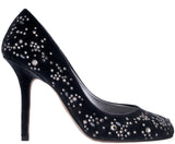 Crystal Embellished Velvet Heels