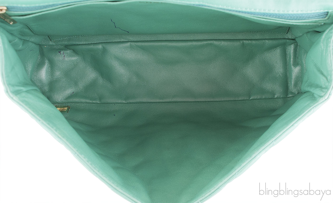 Green Quilted Single Flap Maxi GHW
