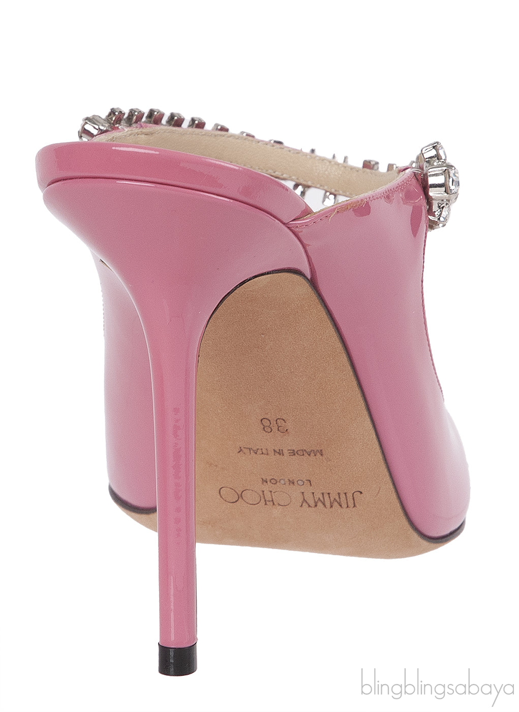 Jimmy Choo Bing Pink Crystal Embellished Mule 38
