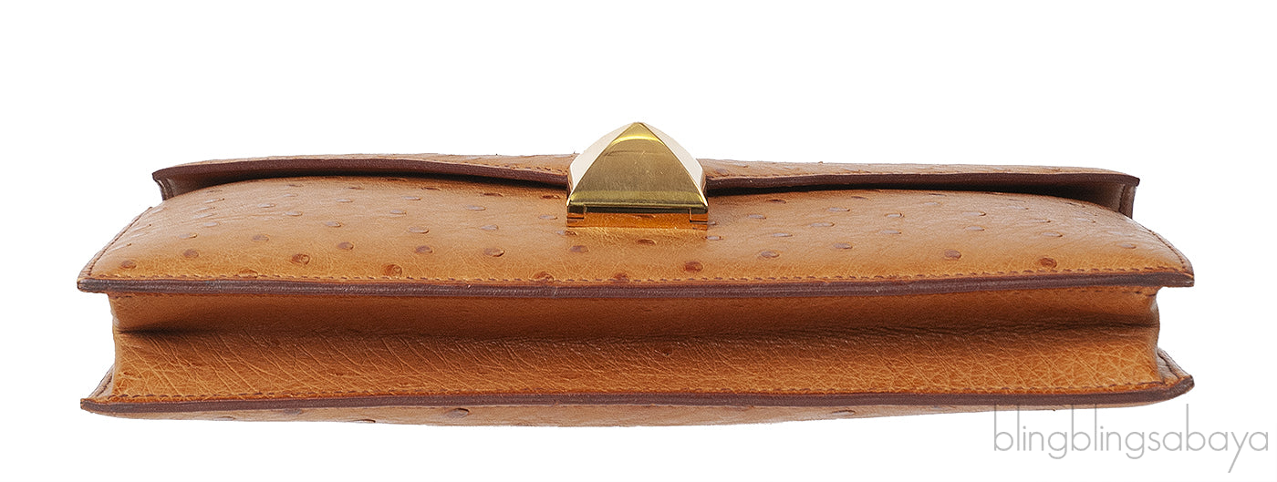 Hermes Vintage Medor Gold Ostrich Clutch