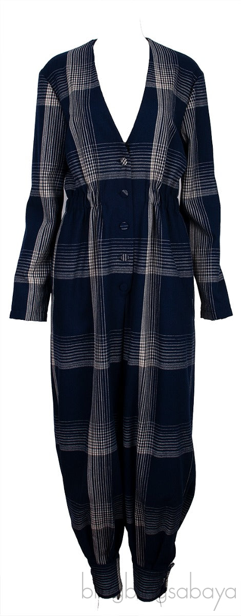 Blue Checkered Jumpsuit