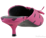 Silk BB Pink Knife Pointed Toe Mules