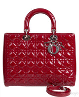 Lady Dior Red Patent Quilted Bag PHW