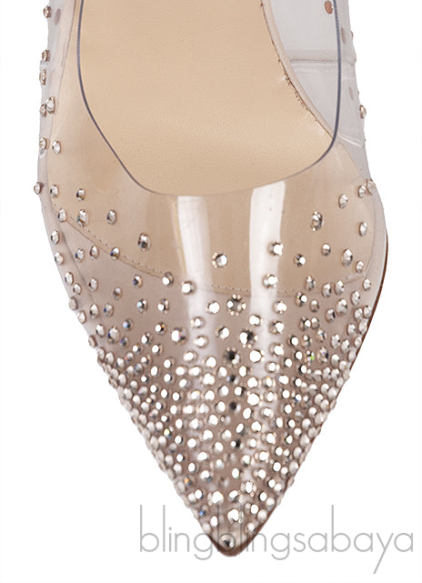 Beige PVC Crystal Heels