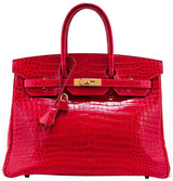 Birkin 35 Red Braise Shiny Croco