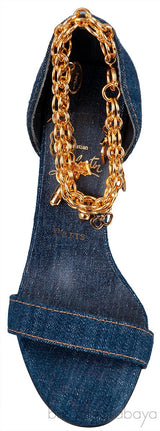 Gourmi 100 Chain-embellished Denim Sandals