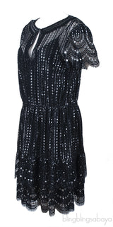 Michael Kors Black Lame Studded Lace Dress
