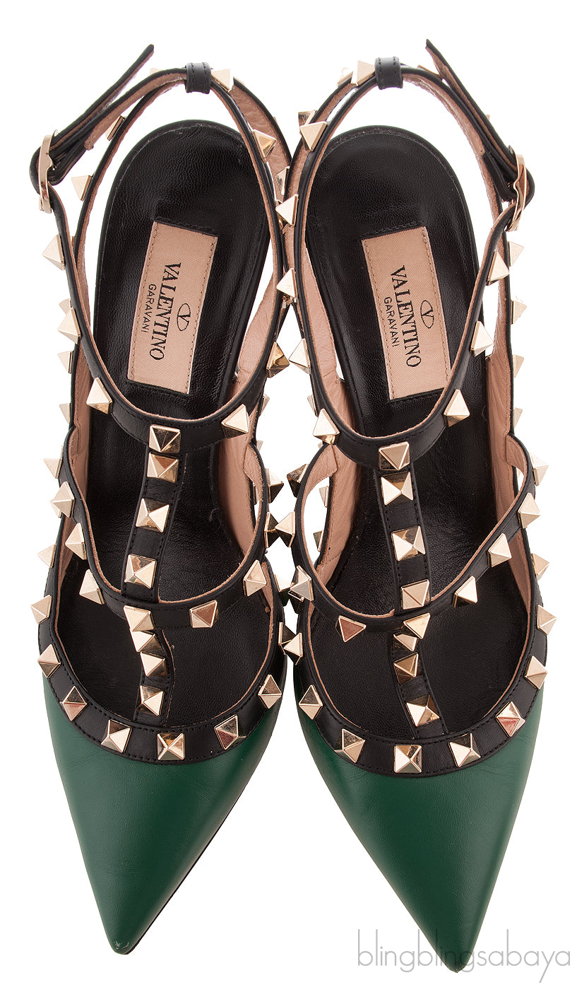 Emerald Green Matte Rockstud Heels