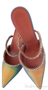 Gilda Crystal -Embellished Iridescent  Leather Mules
