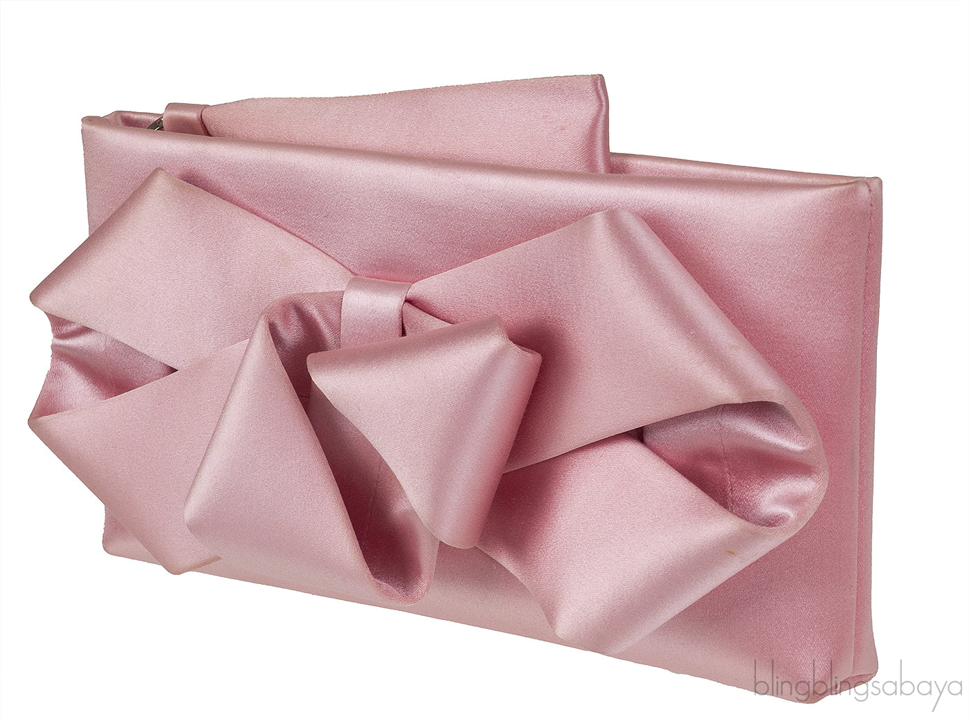 Pink Silk Bow Evening Clutch Bag