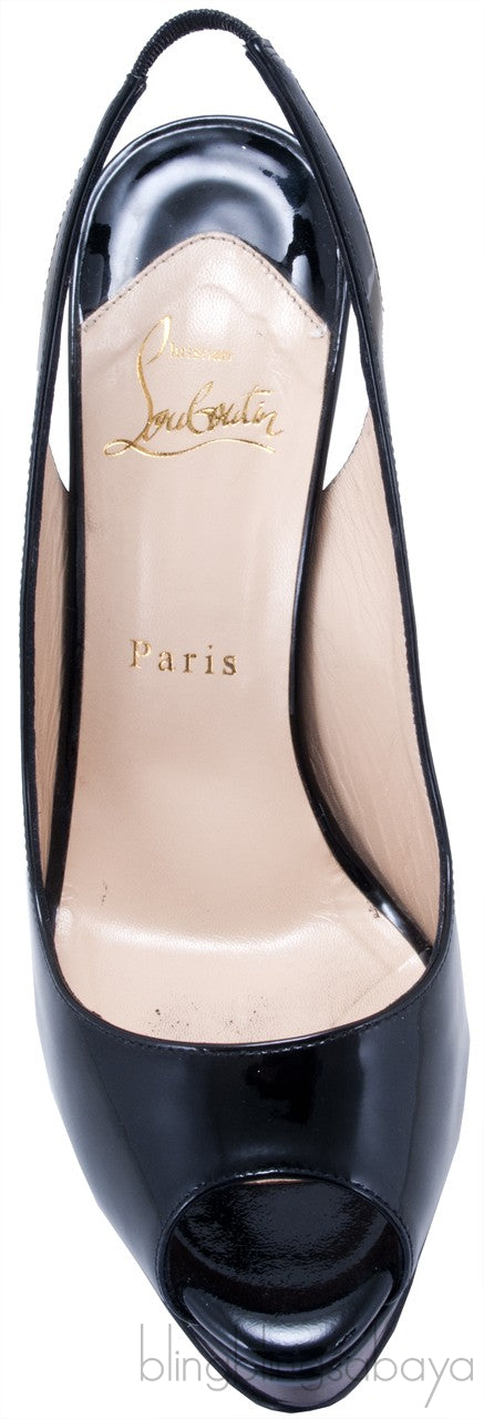 Lady Peep Sling Patent Pump