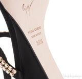 Black Crystal One Finger Sandals