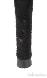 Black Knitted Pointed Toe Ankle Boots