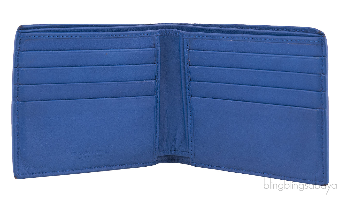 Bottega Veneta Blue Intrecciato Bi-fold Wallet