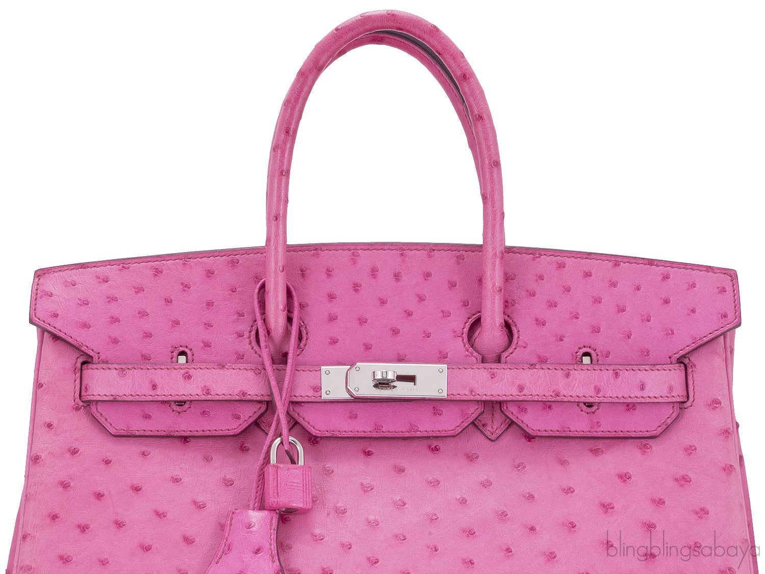 Birkin 35 Ostrich Fuschia Pink PHW