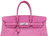 Birkin 35 Ostrich Fuschia Pink PHW