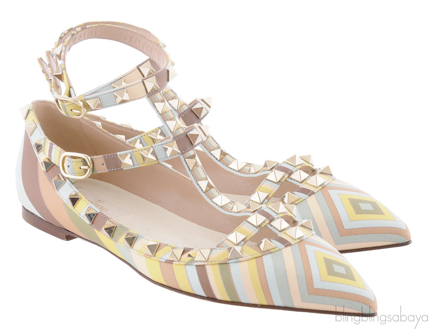Rockstud Multi-color Leather Flats