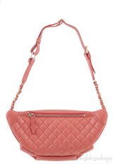 Fanny Pack Pink Lambskin Waist Belt Bag