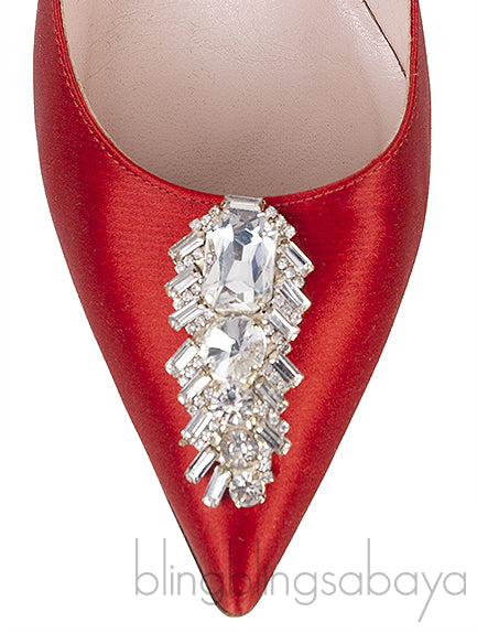Sarah Jessica Parker Red Satin Crystal Embellished Heels