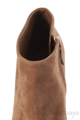 Louis Vuitton Brown Suede Peep Toe Ankle Boots