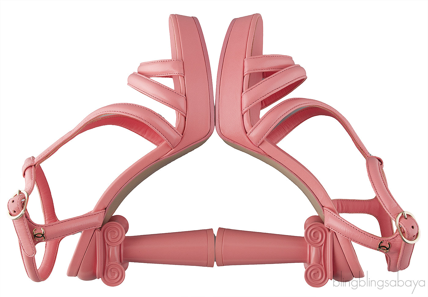 Parthenon Grecian Gladiator Column Heels Coral Pink
