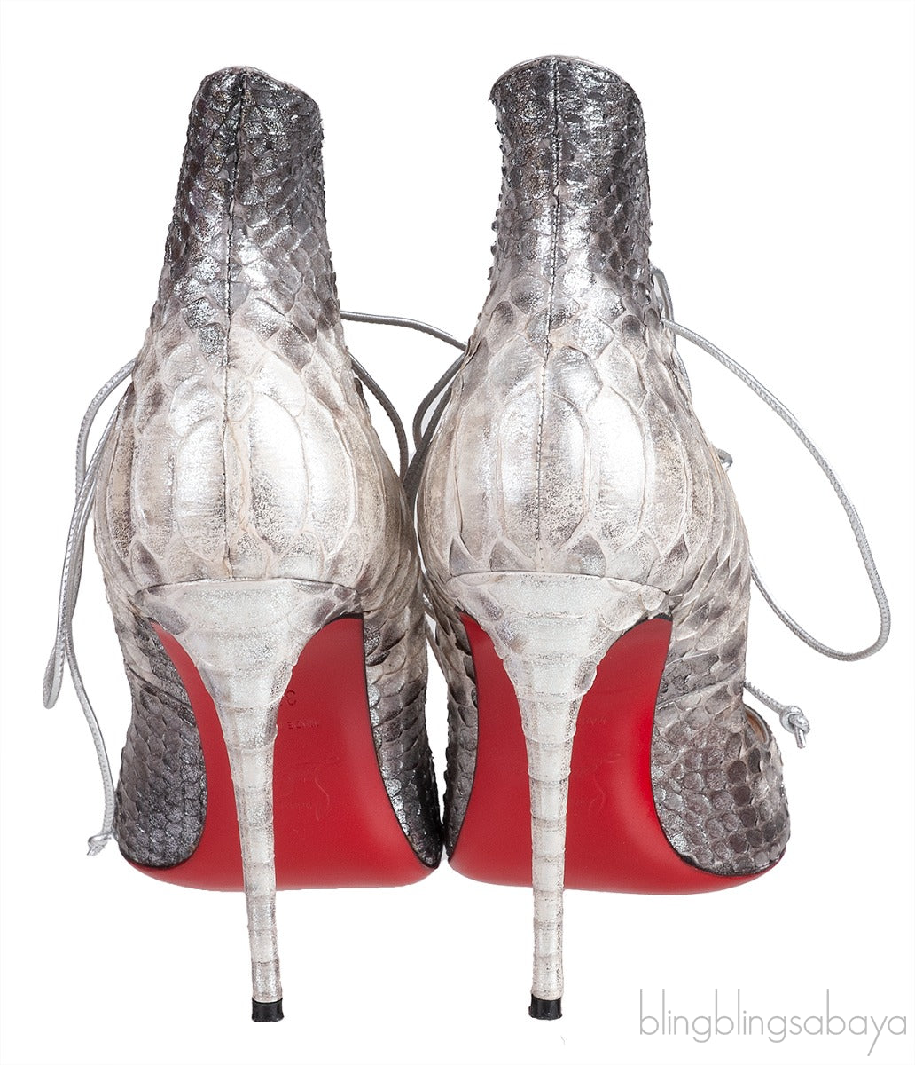Mega Vamp 100 Silver Python Lace Up Pump