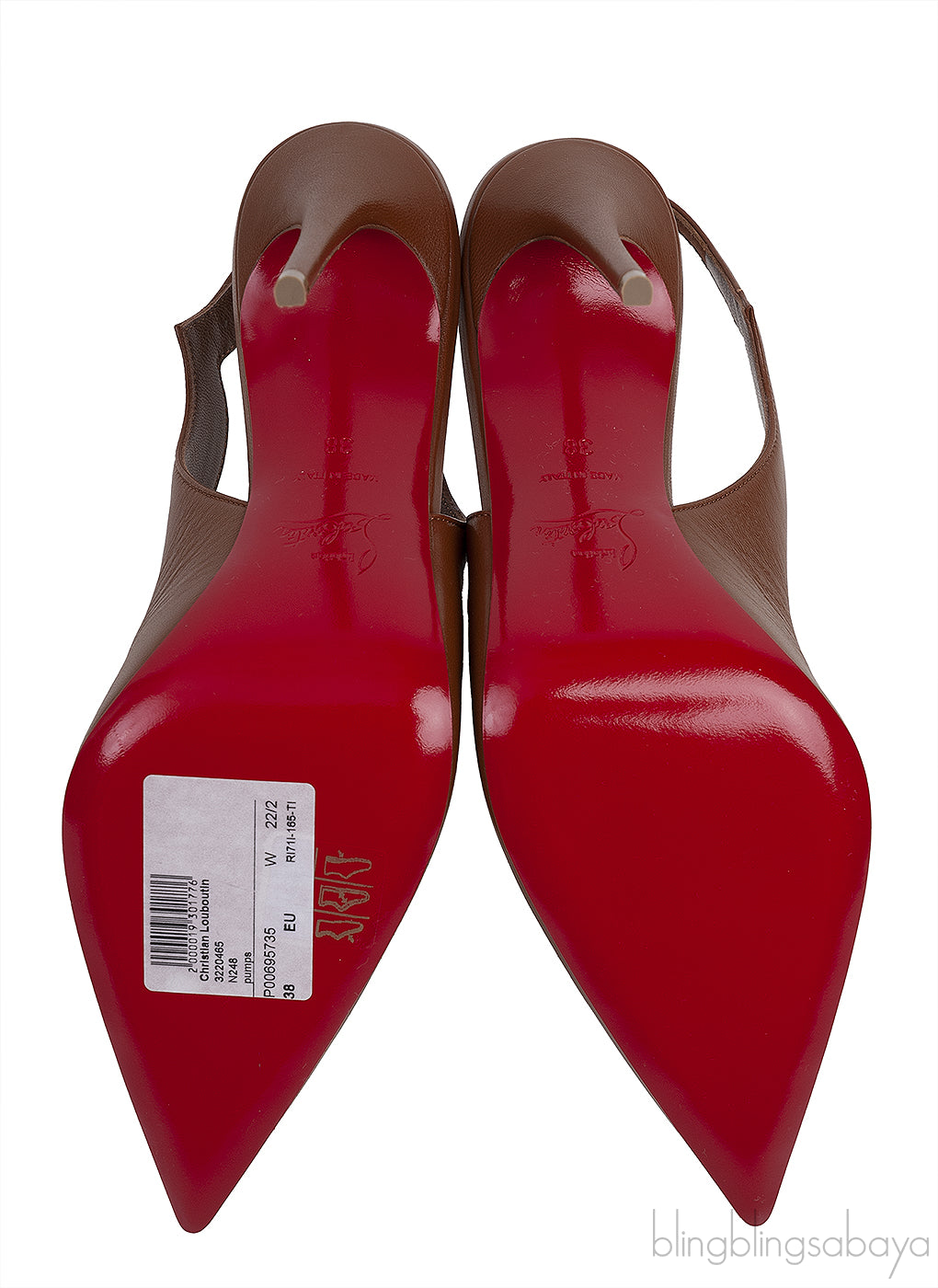 Christian Louboutin Brown Leather Slingback Heels