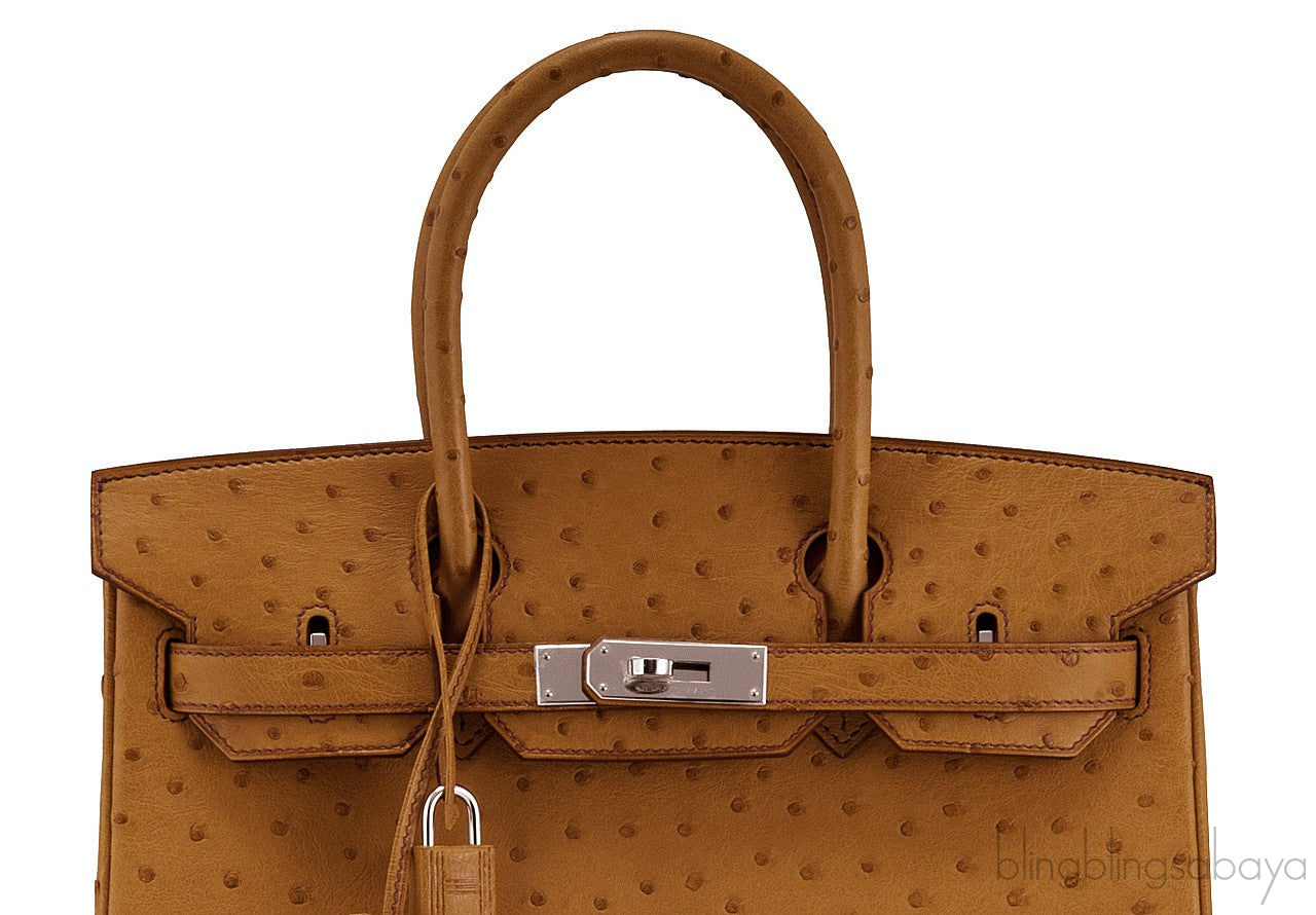 Birkin 30 Ostrich Gold PHW