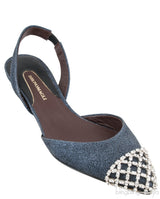 Efia Blue Grey Glittered Crystal Toe Sandals