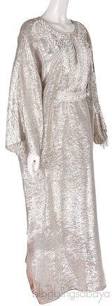 Silver Metallic Beaded Kaftan Dress